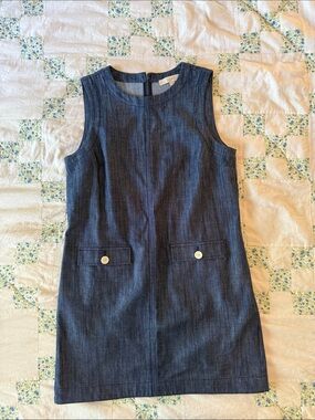 LOFT Dark Blue Sleeveless Denim Shift Dress